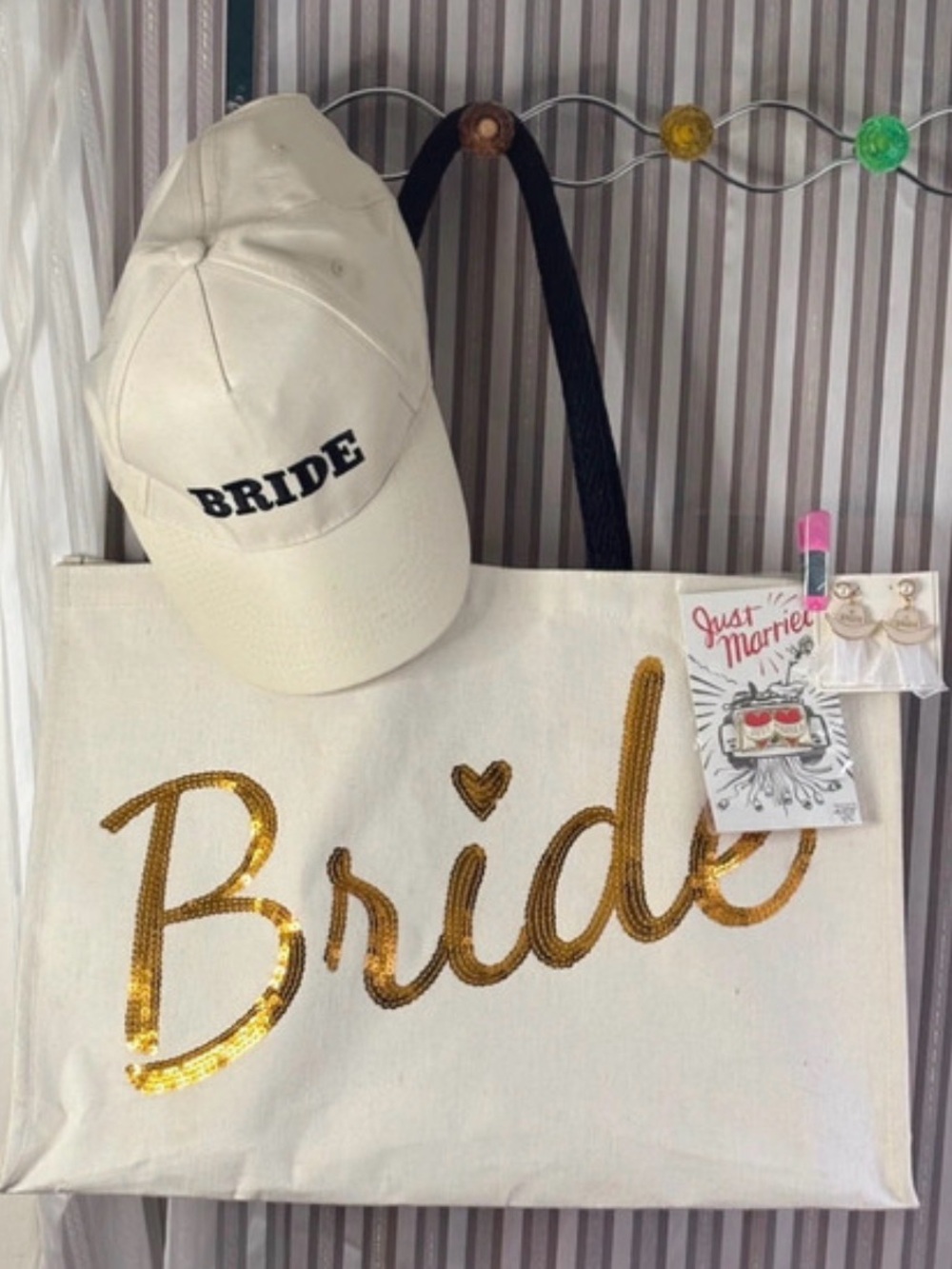 Bride Bundle hat,tote and pin